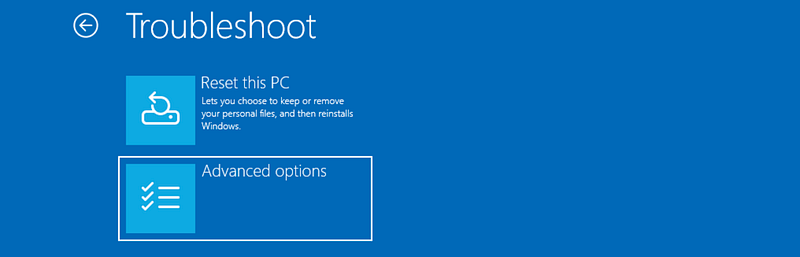 Navigate To Advanced Options